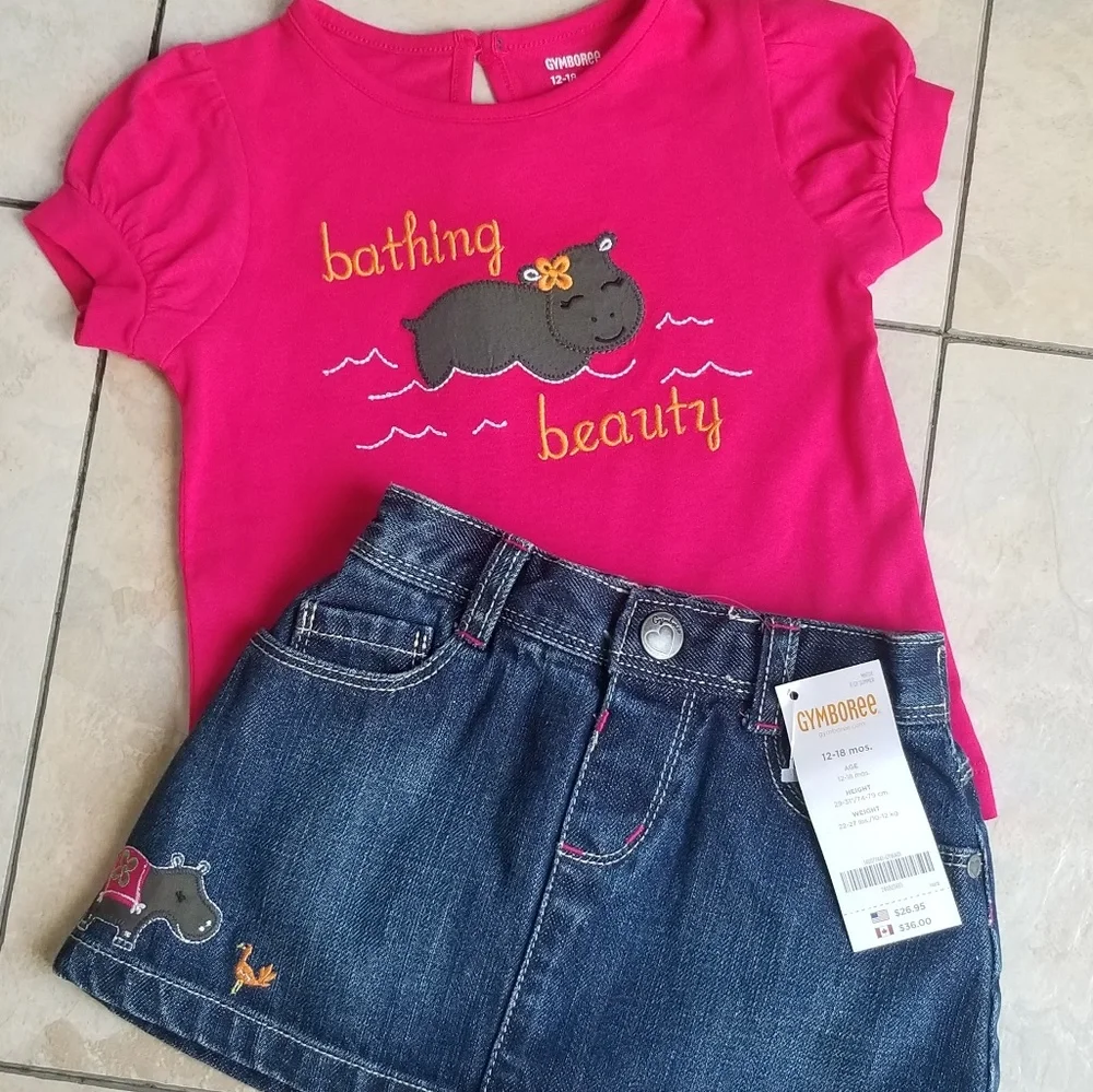 Gymboree Bathing Beauty Hippo 3 Piece Outfit